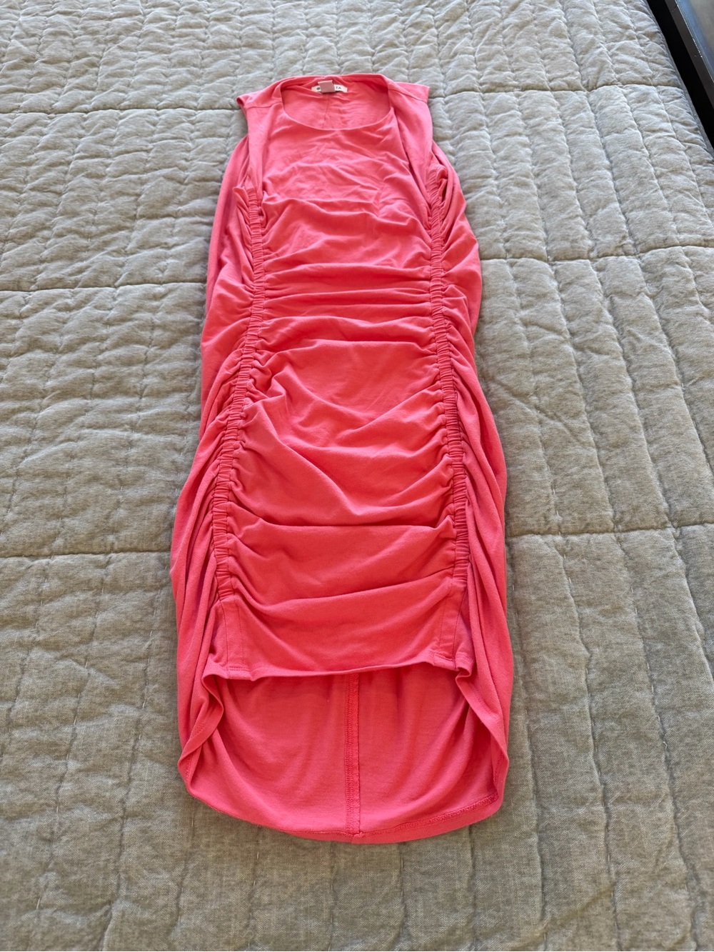 Athleta Pink Coral Sleeveless Ruched Bodycon Stella Versatile Athleisure Dress